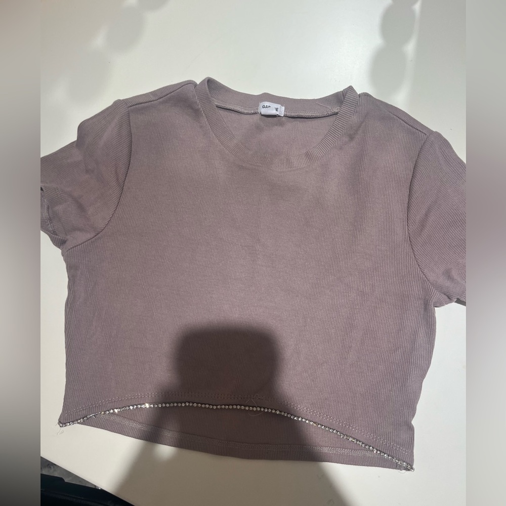 Garage brown tshirt with gem lining